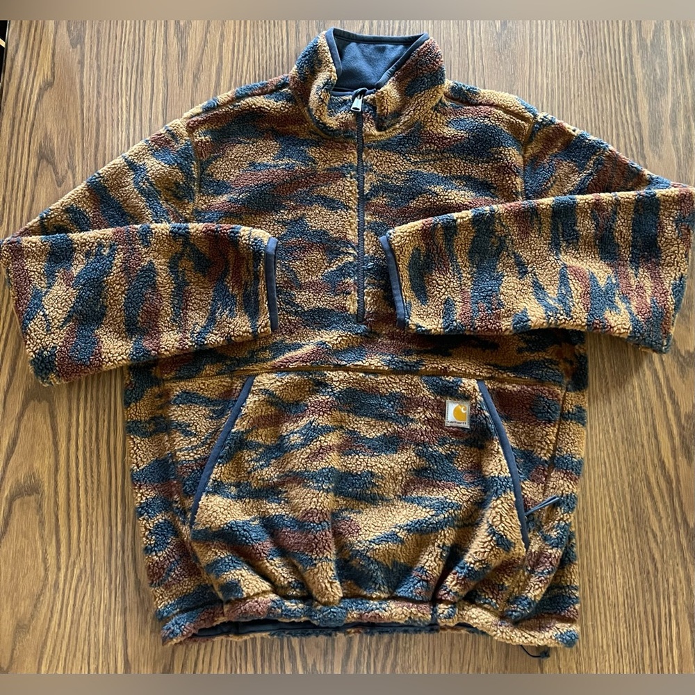 Carhartt Zip Up Fleece in Brown and Navy